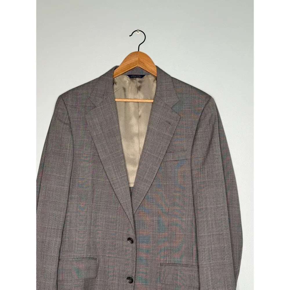 Cricketeer Hecht's Mens Grey Glen Plaid 2 Button Suit Blazer Trousers USA Made - Picture 3 of 11